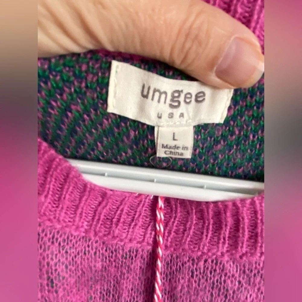 Umgee Colorblock Leopard Pullover Sweater in Green Mix NWT Sz Large
